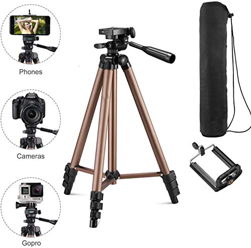 Product Cover Teconica 3110A Portable and Foldable Tripod with Mobile Clip Holder Bracket & Three-Dimensional Head for Making Tiktok Videos Compatible with All Smartphones and DSLR Cameras - Assorted Colour