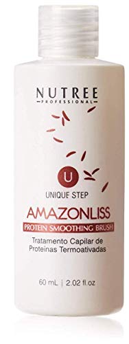 Product Cover Hair Straightening Brazilian Protein Treatment 1 Step Amazonliss Protein Smoothing Brush 2.02 Fl.oz - New Formula - Odor-Free - Formaldehyde-Free (2.02 fl.oz protein bottle only)