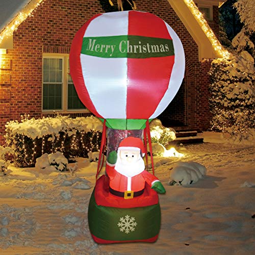 Product Cover 6 Ft Christmas Inflatable Santa Claus Hot-air Balloon Blow Up Indoor Outdoor Garden Yard Family Prop Decoration