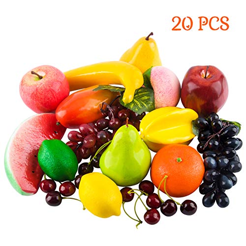 Product Cover Toopify 20 Pcs Artificial Fruits, Assorted Fake Fruit Lifelike Realistic Decor