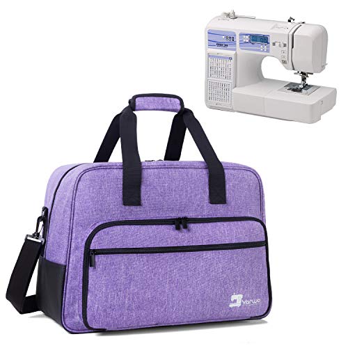 Product Cover Yarwo Sewing Machine Tote Bag, Universal Portable Carrying Case with Anti-Slip Padded Bottom Compatible with Most Standard Sewing Machine and Supplies, Purple
