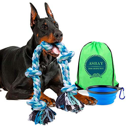 Product Cover ASBAY Tug of War Dog Toy - Dog Rope Toy - for Aggressive chewers - Dog Tug Toy - Pitbull Toys - Large Dog Toys - Dog Tug of War Toy - Indestructible Dog Toys