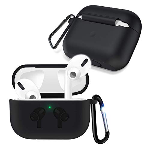 Product Cover Fomulason 2020 Upgraded AirPods Pro Case with Keychain kit Set, Hingeless, Slim-Fit, Visible Front LED, Shock & Scratch-Resistant Ultra-Thin Protective Silicone Cover for AirPods Pro Charging Case