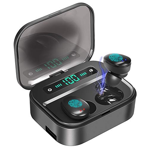 Product Cover True Wireless Earbuds Bluetooth 5.0 in-Ear Headphones with 3500mAh Charging Case, PEMOTech LED Battery Display 90H Playtime IPX7 Waterproof Wireless Earbuds Noise Cancellation With Mic for Sports/Work
