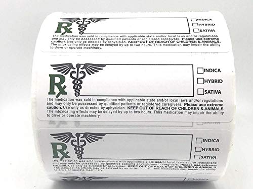 Product Cover Generic Medical Rx Labels, Hunter Green Rx Logo, 3x1 inches, 1000 Stickers per roll, Universal Compliant Identification Adhesive Labels