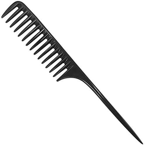 Product Cover Wapodeai Wide Tooth Comb Detangling Hair Brush, Professional Styling Comb Black Carbon Fiber, Anti Static Heat Resistant Hair Comb, Suitable for all Kinds of Hair.