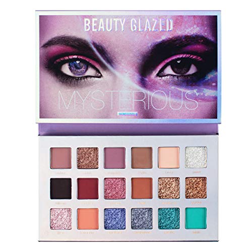 Product Cover Beauty Glazed Mysterious Makeup Palette, 18 Colors Ultra Pigmented Fine Pressed Mercury Retrograde Eyeshadow Palette Mattes, Metallics, Glitter and Multi-reflective Powder Eye Shadow Palettes