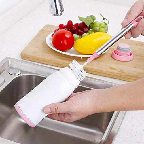 Product Cover SHOPPOWORLD Bottle Cleaning Brush Stainless Steel Handles Bottle Cleaner Vacuum Cup Glass Cleaner Kitchen Tool (Multicolor)