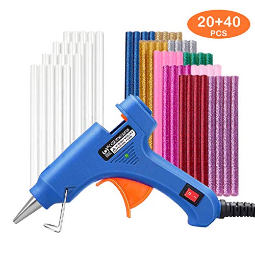 Product Cover Karveden Professional Mini Hot Melt Glue Gun with 60pcs Glitter Adhesive Glue Sticks Ideal for Homes,Offices,School,Party Designers,DIY Air Craft Projects & Sealing and Quick Repairs(20-watt, Blue)