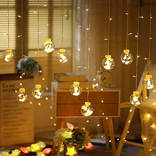 Product Cover CITRA Indoor Outdoor String Lights Window Curtain Lights with 8 Flashing Modes Party Home Garden Patio Shop Decoration Backdrop (8.2 Feet, Wish Ball-Warm White)