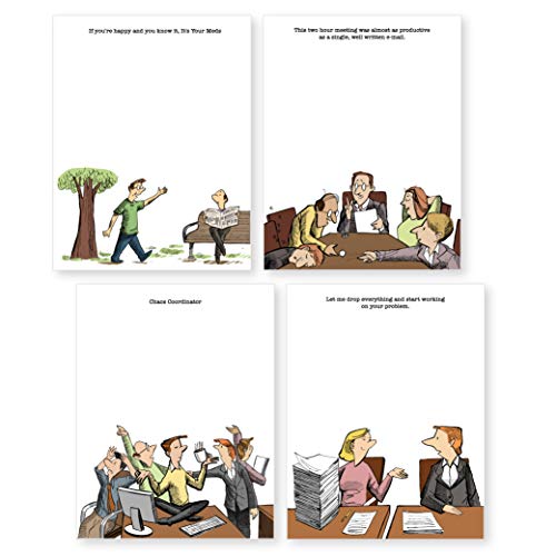 Product Cover Funny Notepads (Paper Pads -funny office gift desk accessories) These cute notepads make for funny coworker gifts (office novelty)- pack of 4 pads (4.25 x 5.5 inches - 50 sheets each pad)