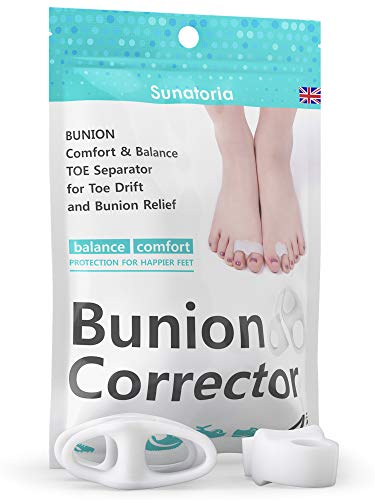 Product Cover Bunion Corrector 2019 by Sunatoria - Hammer Toe Straightener for Right and Left Feet - Soft Gel Separators for Hallux Valgus Pain Relief - Bunion Pad Toe Protectors - Fast Orthopedic Aid
