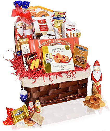 Product Cover Christmas Gift Food Baskets Chocolate, Santa, Cookies, Candy, Waffles - Perfect Care Package Gifts for College Students, Couples, Military, Women, Men, Family, Friends, Boys, Girls