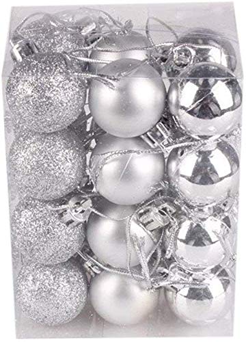 Product Cover Fizzytech Christmas Xmas Tree 5cm Silver Ball Bauble Hanging Party Ornament (Pack of 12 5CM Large)