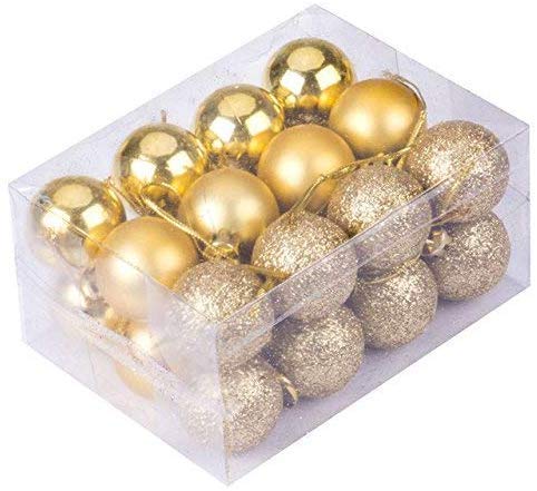 Product Cover Fizzytech Christmas Xmas Tree 3CM Golden Ball Bauble Hanging Party Ornament (Pack of 12 3CM)