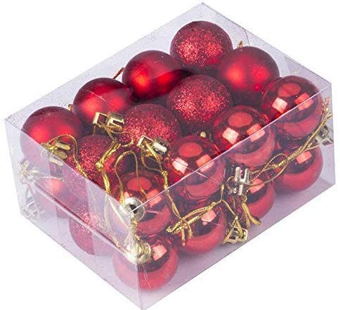 Product Cover Fizzytech Christmas Xmas Tree 3CM RED Ball Bauble Hanging Party Ornament (3CM Pack of 24)