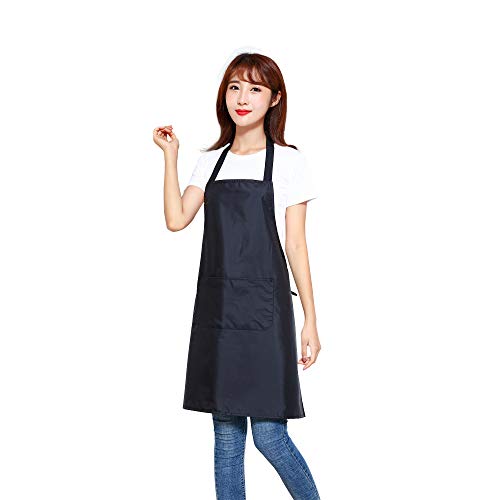 Product Cover 9ABOY Aprons Water Resistant with 1 Pockets Cooking Kitchen Aprons for Women Men Chef,Painting Event Party BBQ Cooking Kitchen Aprons for Women Men Adults Chef (Black)