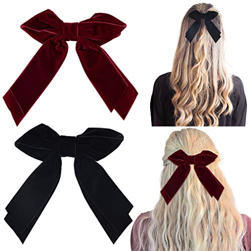 Product Cover DEEKA 2 PCS 6 Inch Large Velvet Bows Hair Clips French Barrettes Hair Accessories for Women and Girls