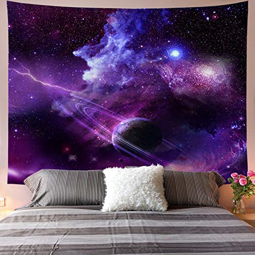 Product Cover Galoker Galaxy Tapestry Starry Sky Tapestry Psychedelic Tapestry Space Landscape Tapestry Purple Starry Art Print Wall Hanging Tapestry for Home Decor (H51.2×W59.1 inches)