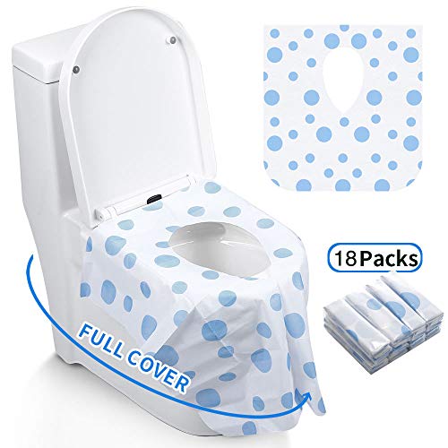 Product Cover Toilet Seat Covers Disposable, Famard Extra Large Portable Potty Seat Covers for Toddlers, Soft and Waterproof Travel Potty Training Seat for Kids with Individually Wrapped (18 Packs)