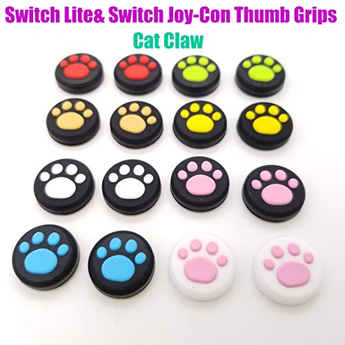 Product Cover Silicone Joystick Thumb Grips Grip Cover Thumbstick Cap for Nintendo Switch Lite Console for Joy-Con Controller Joystisck Thumb Grip Cap Cat Paw Claw (Pink on White)