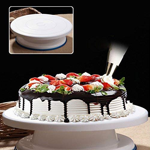Product Cover Unity BrandTM Plastic Cake Tools 360 Round Easy Rotate Turntable Revolving Cake Decorating Turntable Stand, 28cm, White