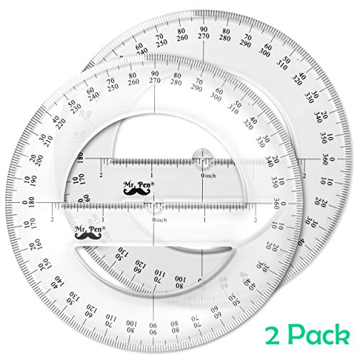 Product Cover Mr. Pen- Protractor, Pack of 2, Protactor 360 Degree, Protractor Set, Protractor Ruler, Drafting Tools, Circle Protractor, Protractors Classroom Set, Large Protractor, Math Geometry Set