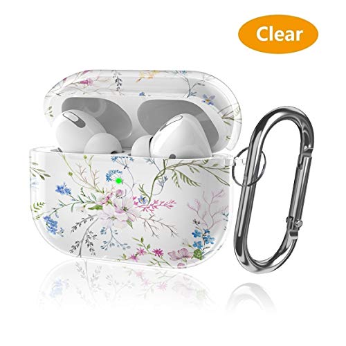 Product Cover Youtec Airpods pro Case Cover, Cute Clear Airpods 3 Protective Cover Skin for Girl Women Men Shockproof Hard PC Case with Keychain Compatible Airpods pro Charging Case 3rd Gen 2019 [Front LED Visible]