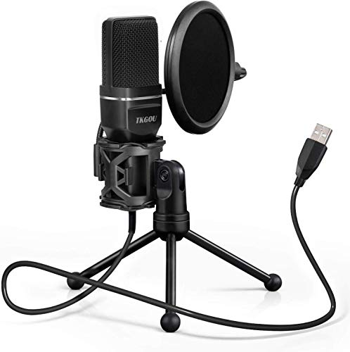 Product Cover USB Microphone for Computer - Plug &Play Computer Microphone - Metal Condenser Recording Microphone with Pop Filter for Skype, Recordings for YouTube, Google Voice Search, Games (Windows/Mac)