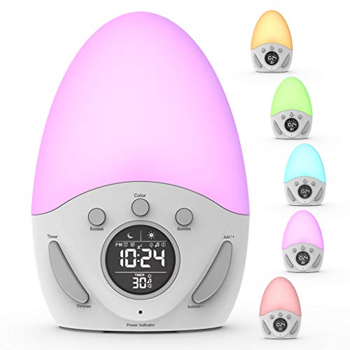 Product Cover Kids Sleep Training Clock, OK to Wake Clock, Sunrise Wake-up Light Alarm Clock, Nursery Night Light, Small Touch Bedside Lamp, RGB Color Changing Lamp for Baby, Toddler, Children