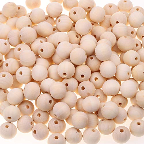 Product Cover 300Pcs 20mm Natural Wood Beads for Crafts, Paxcoo Unfinished Wooden Loose Spacer Beads for Crafts, Necklace Garland Making