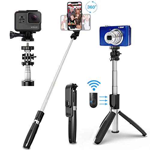 Product Cover SYOSIN Selfie Stick Tripod, All in One 40 Inch Extendable Phone Tripod with Detachable Wireless Bluetooth Remote Adjustable Gopro DSLR Camera Tripod Compatible with iPhone 11/XS Max/XS/X Android Phone