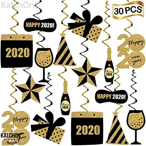 Product Cover Happy New Year Hanging Swirls - Pack of 30 | New Years Eve Party Supplies 2020 | New Year Party Decorations 2020 | Great for New Years Party Decoration 2020 | Hollywood Oscar NYE Decorations 2020