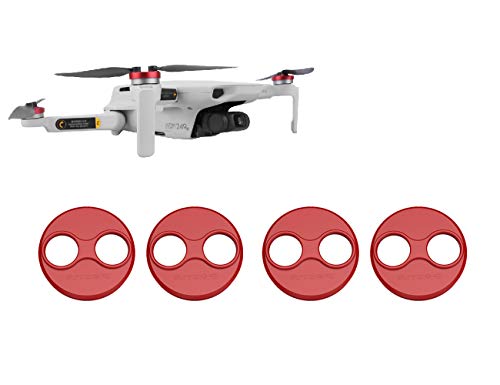 Product Cover Tineer Aluminum Motor Cover Cap 4 Pieces for DJI Mavic Mini Drone Accessory - Dustproof,Waterproof,Scratchproof Protection Case Cover Mounts (Red)