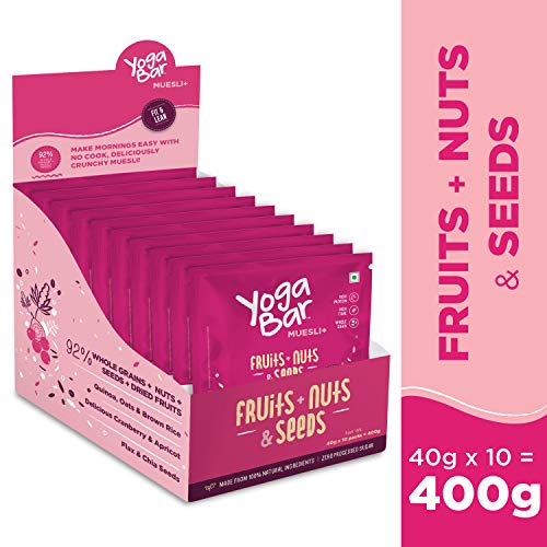 Product Cover Yogabar Muesli+ Wholegrain Breakfast Muesli - Fruits, Nuts + Seeds, 40g*10 (Pack of 10 Pouch)