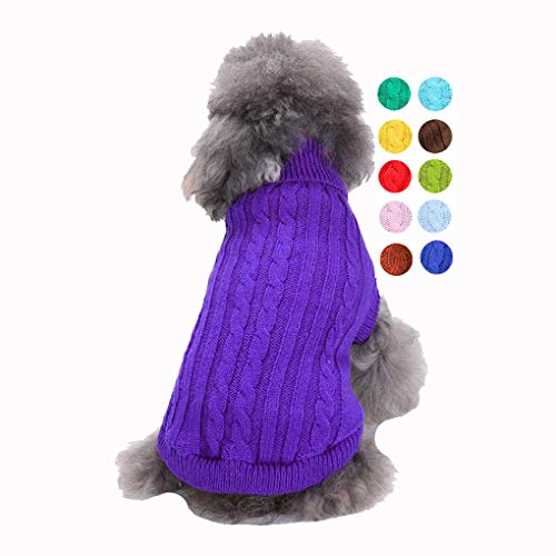 Product Cover Small Dog Sweater, Warm Pet Sweater, Cute Knitted Dog Sweaters for Small Dogs Girls Boys, Dog Sweatshirt Cat Sweater Clothes Coat Apparel for Small Dog Puppy Kitten Cat (Small, Purple)