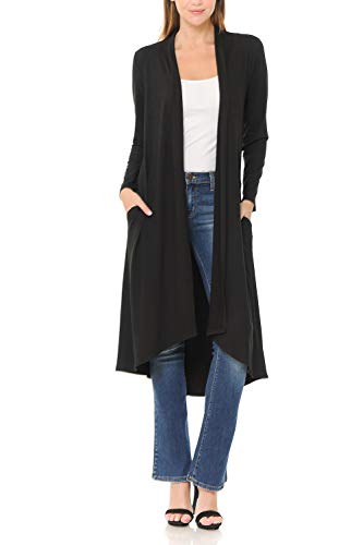 Product Cover SSOULM Women's Casual Longline Open Front Drape Lightweight Duster Cardigan with Pockets and Plus Size