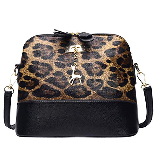 Product Cover Women Leopard Print Crossbody Bag Fawn Pendant Shell Shoulder Bag Messenger Bag (Brown)