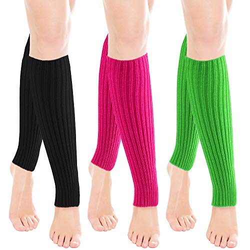 Product Cover Leg Warmers, ONME 3 Multicolor Pairs 80S Women Leg Warmer Socks Fashionable Leg Warmers for Sport, Shopping, Party, Home, Thanksgiving Day Christmas Holiday Decoration