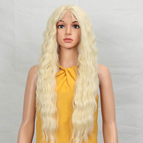 Product Cover DÉBUT Lace Front Wigs 30 inches Water Wave Super Long Wigs 5% Brazilian Virgin Human Hair and 95% Heat Resistant Synthetic Blend Wig 240g 6 inches Lace Parting (Blonde)