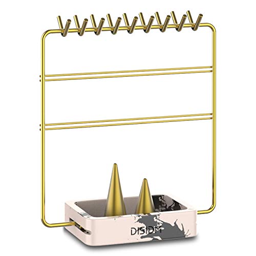 Product Cover DISDIM Hanging Jewelry Organizer,Metal Jewelry Stand with 3 Tier for Rings,Earrings, Necklaces, Bracelets, and Many Other Accessories (Gold + Marble)