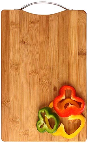 Product Cover RYLAN Large Non-Slip Wooden Bamboo Cutting Board with Antibacterial Surface with Stainless Steel Handle, Chopping Board For Kitchen, Cutting Board, Cutting Board For Kitchen, Vegetable Chopping Board For Kitchen