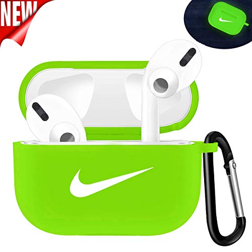 Product Cover Woocon Luminous Airpods Pro case Cover,Silicone Cool Protective Cover Accessories Airpods Keychain Case Compatible with Airpods 3 (Luminous Green)