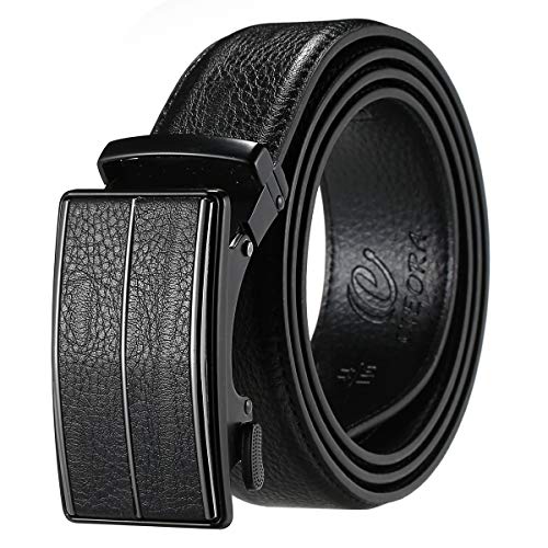 Product Cover CIEORA Men's Dress Belt Genuine Leather Ratchet with Automatic Buckle,Trim to Fit (Z08Blackgrey, 110cm(30-39 inch waist))