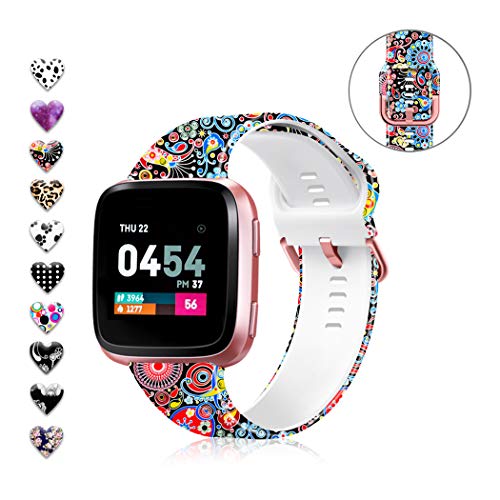 Product Cover ZEROFIRE Bands Compatible with Fitbit Versa Pattern Printed Replacement Wristband for Women Men, Soft Silicone Fadeless Strap for Fitbit Versa Fitbit Versa 2 and Fitbit Versa Lite Edition