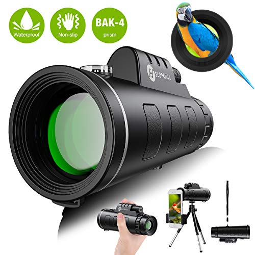 Product Cover Monocular Telescope - 12X50 High Definition FMC BAK4 HD Monocular 【Day & Low Night Vision】 with Smartphone Holder & Tripod IPX7 Waterproof & Eco-Friendly Materials for Bird Watching, Camping