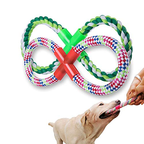 Product Cover YIDADA Dog Rope Toy Aggressive Chewers - Indestructible Dog Chew Toys 8-Shaped Interactive Dog Toys Dental Care Teeth Cleaning Tools Training Toys for Small Puppies Large Dogs 2-Packs