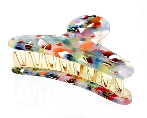 Product Cover Rainbow Hair Claw Clip French Tortoise Shell Rectangle Snap Hair Clip Barrette 1 Clip (Rainbow Claw)