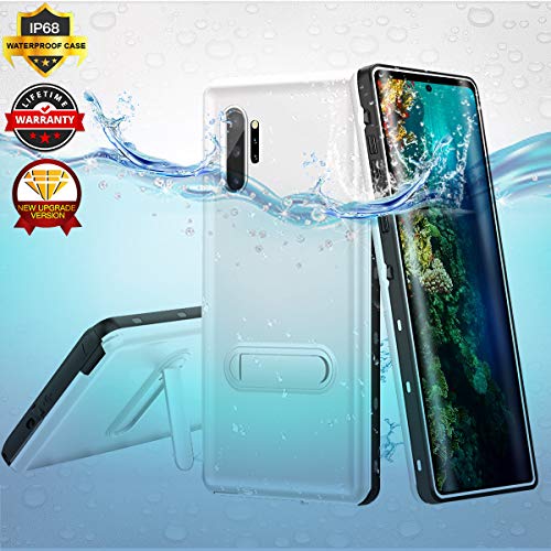 Product Cover Waterproof Case for Samsung Galaxy Note 10 Plus, IP68 360 Full Body Underwater Note 10 Plus Case with Holder Kickstand,Shockproof Outdoor Sealed Protection Cover for Samsung Galaxy Note 10 Plus-White