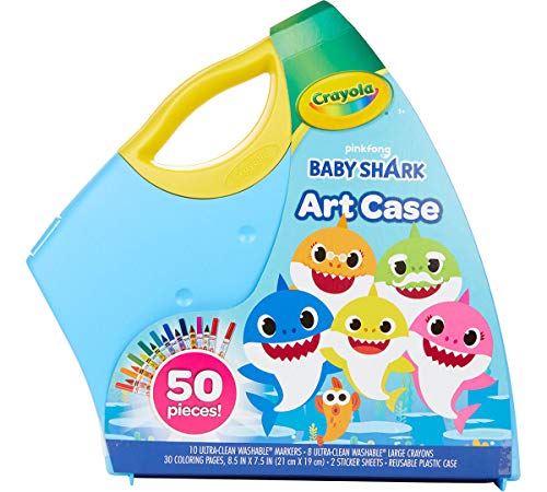 Product Cover Crayola Baby Shark Art Set, 90 Pieces, Gift for Kids, 4, 5, 6, 7